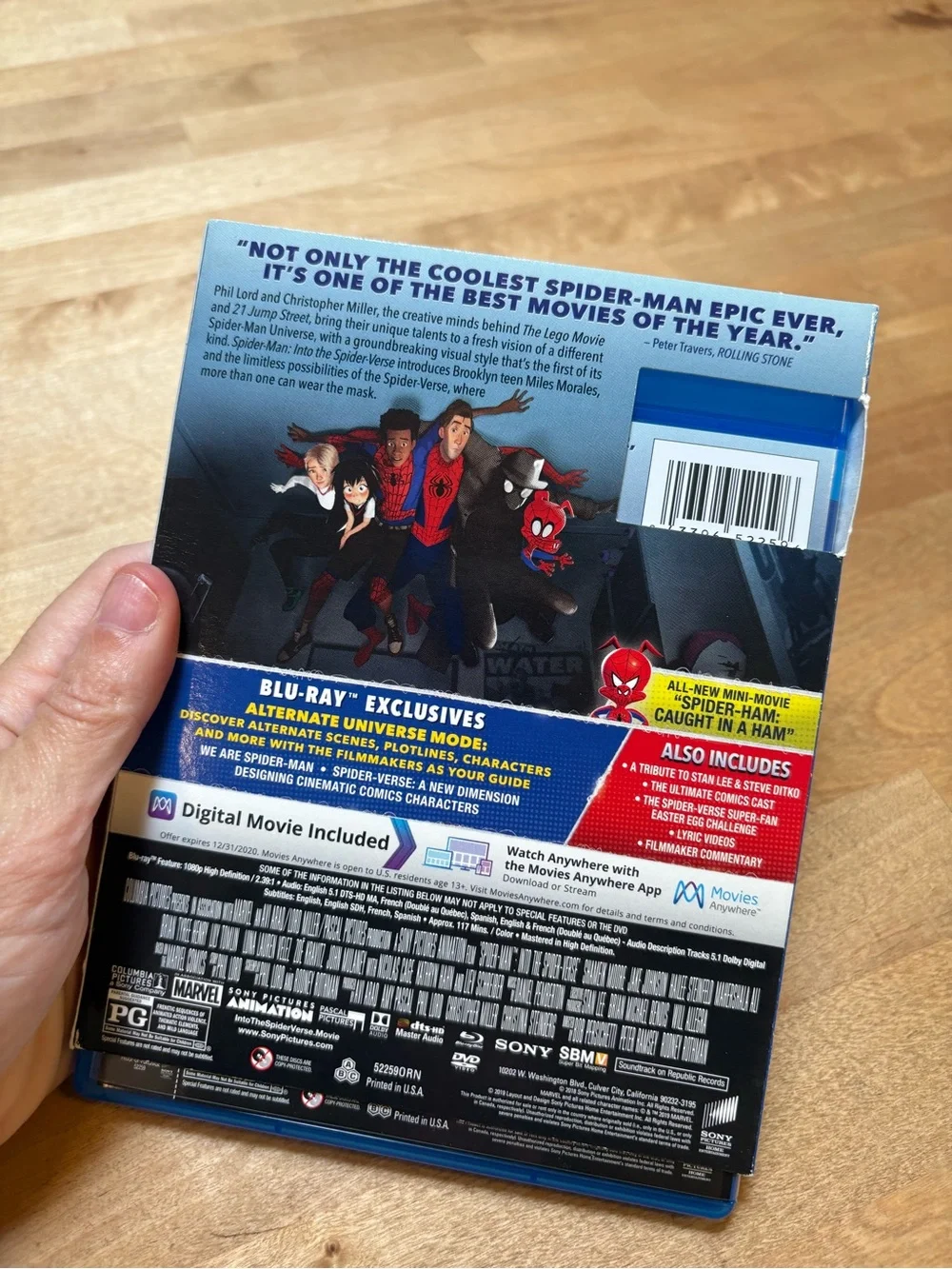 Sony Spider-Man: Into the Spider-Verse Blu-ray Marvel Cartoon Animated